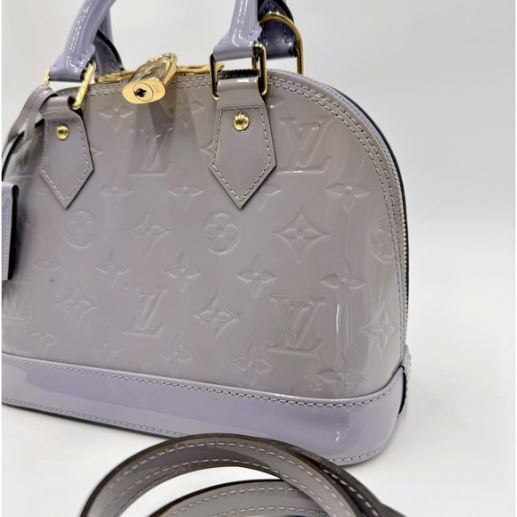Auth Louis Vuitton Small Purple Lilas Vernis Monogram Alma BB Crossbody Bag - Picture 13 of 16